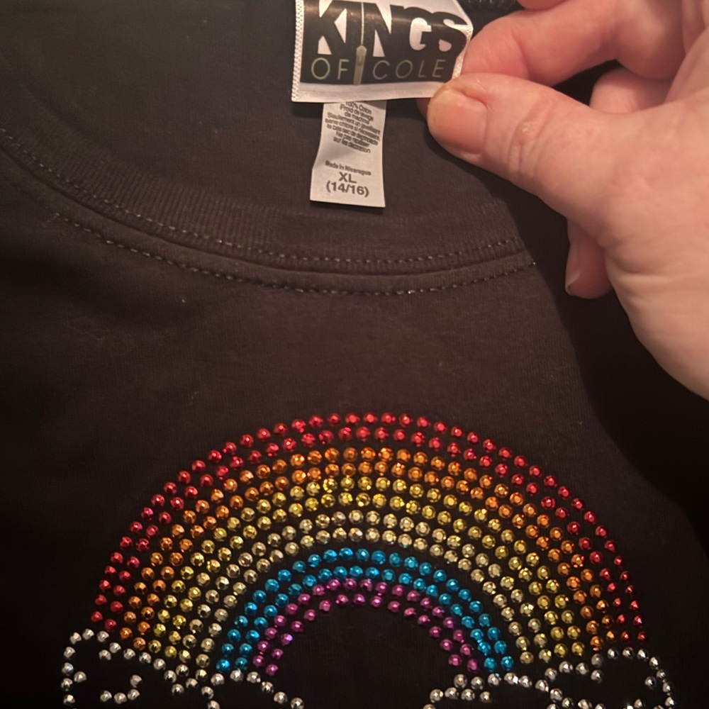 Kings of Cole Black Tee with Rainbow Design